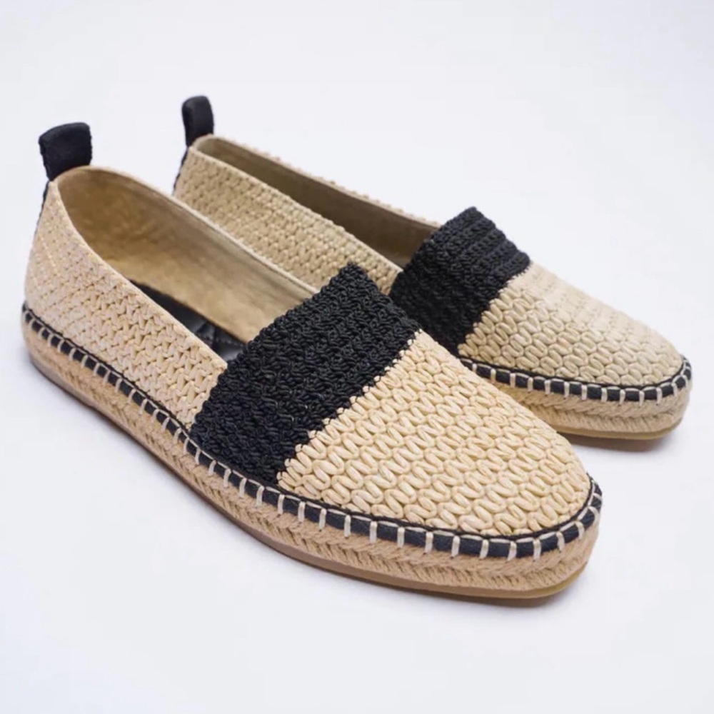 Zara Natural Combination Flat Espadrilles